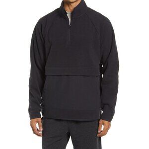 Zella BNWOT "open range" half zip fleece pullover black sweater XLarge New